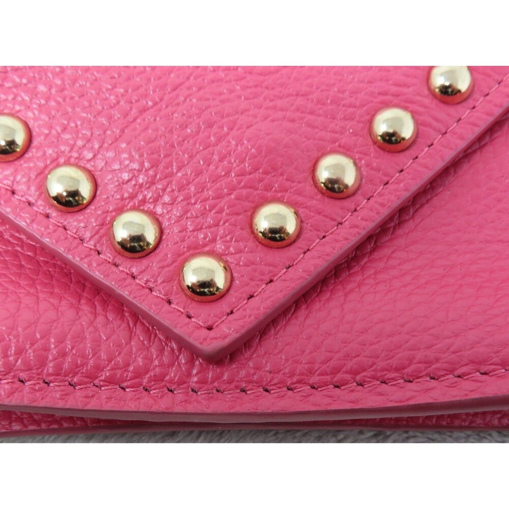 BTB Los Angeles Hot Pink Rocker Biker Styling Leather Gold Studded Crossbody Bag - Picture 3 of 16